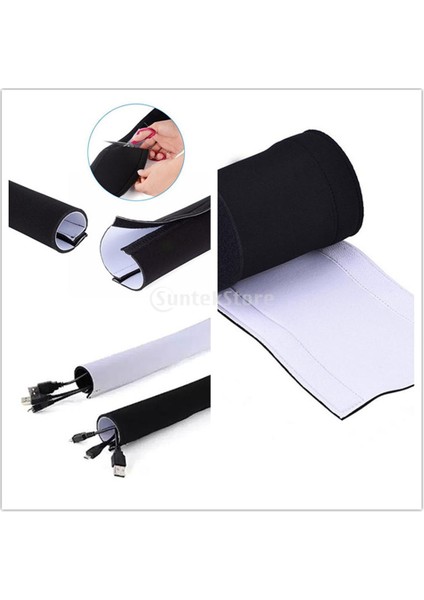 2 Adet 59INCH Od 1.3 '' Neopren Kablo Yönetimi Kollu Esnek Kablo Sarma, Kordon Yönetimi, / Ev Sineması / Konuşmacı (Beyaz / Siyah) (Yurt Dışından)