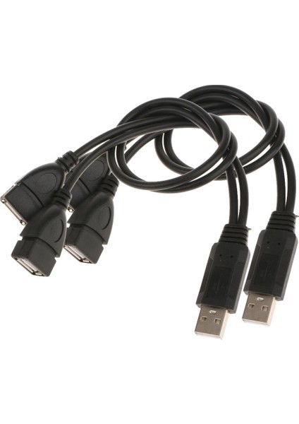 2 Adet USB 2.0 A Erkek 2 Çift USB Kadın Şarj Kablosu Kablosu Adaptörü(Yurt Dışından)