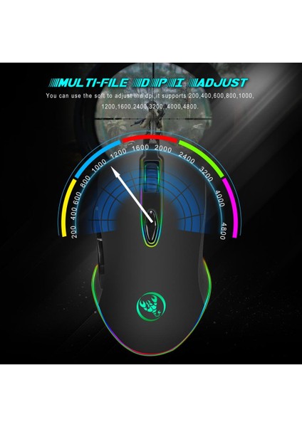 4800DPI 6button Programlanabilir USB Kablolu Oyun Mouse Fare Pro Gamer Için