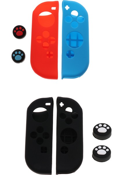 Nintendo Anahtarı Joy-Con Için Silikon Kapak Koruyucu Cilt + Başparmak Kavrama Joystick Cap 8x All-In-One Aksesuar