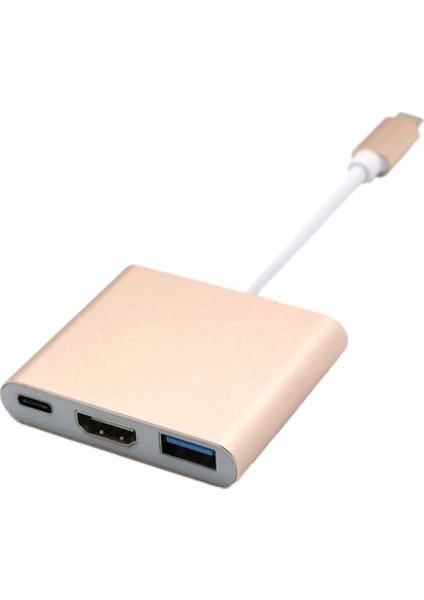 Tip C USB 3.1 Usb-C 4K HDMI Usb3.0 Adaptörü MacBook Altın Için 1 Hub