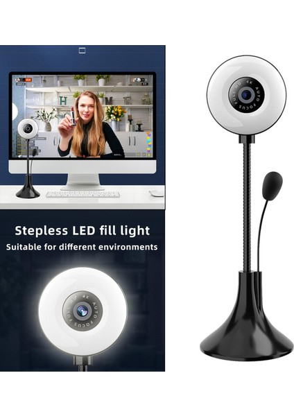 Webcam 4K 2.0 Gürültü Azaltma Ayarı Web Yayını Facetime Canlı Yayın 1080P Için