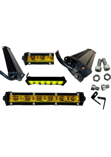 Off Road Barled 18W 6 LED Sarı Tek Sıra