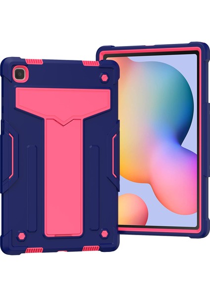 Samsung Galaxy Tab A7 10.4 (2020) T-Şekilli Tutucu Kılıf Donanma+Gül Kırmızı (Yurt Dışından)