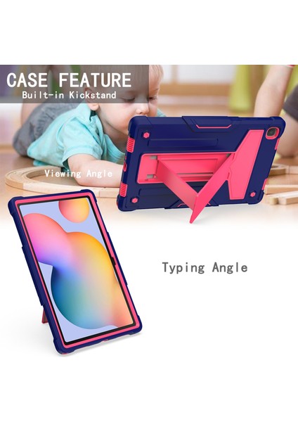 Samsung Galaxy Tab A7 10.4 (2020) T-Şekilli Tutucu Kılıf Donanma+Gül Kırmızı (Yurt Dışından)