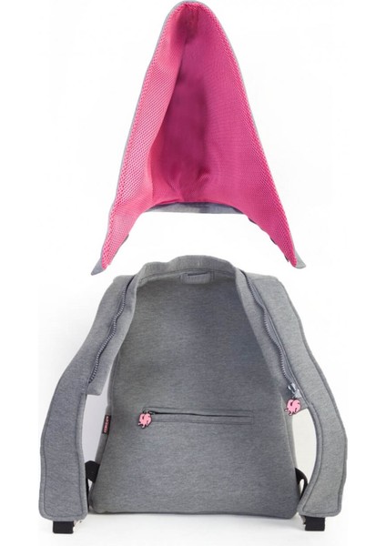 Basic Gri/fuşya Çocuk Kapüşonlu Sırt Çantası