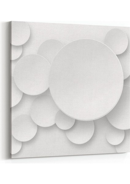 10447K Beyaz Kabartma Görseli Kare Kanvas Tablo