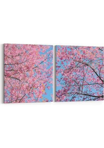 10491K2Y Ağaç Görseli Kare 2'li Yatay Kanvas Tablo