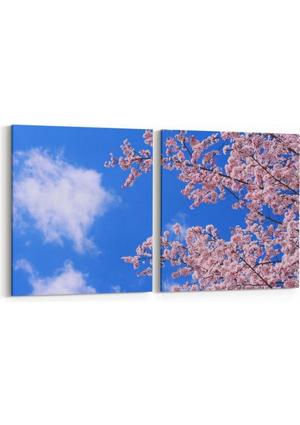 10675K2Y Ağaç Görseli Kare 2'li Yatay Kanvas Tablo