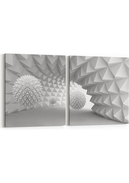 10429K2Y Abstract Tünel Görsel Kare 2'li Yatay Kanvas Tablo