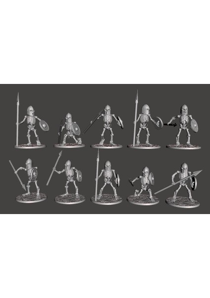 Spear ve Kalkan 2 Ile 28MM Iskelet Savaşçısı Plastik Aparat