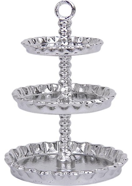 Mini 3-Tier Metal Tatlı Kek Standı Tutucu Ekran Snack Raf Fr 1/12 Dollhouse Gümüş (Yurt Dışından) modelleri