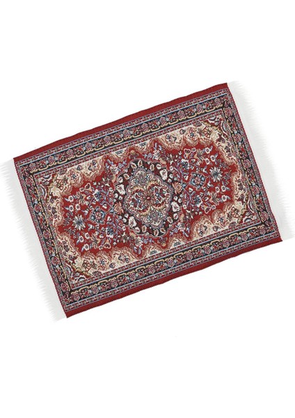 1 / 12TH Dokuma Kilim Zemin Halı Bebekler Ev Mobilya Minyatürleri Yeni Kırmızı (Yurt Dışından)