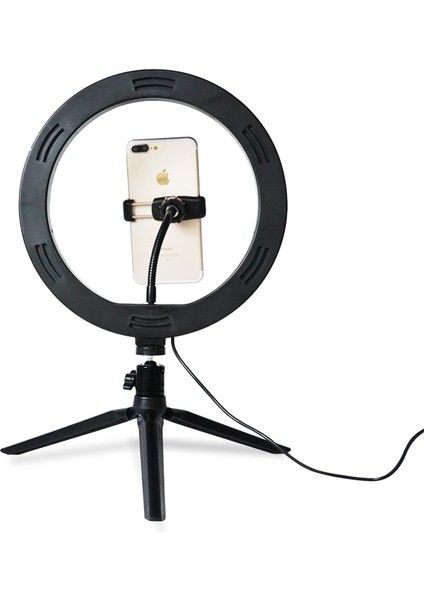 10-Inç LED Halka Işık Lambası Kameralı Telefon Stüdyosu Tripod Standı (Yurt Dışından)