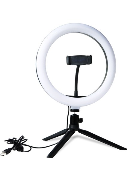 10-Inç LED Halka Işık Lambası Kameralı Telefon Stüdyosu Tripod Standı (Yurt Dışından)