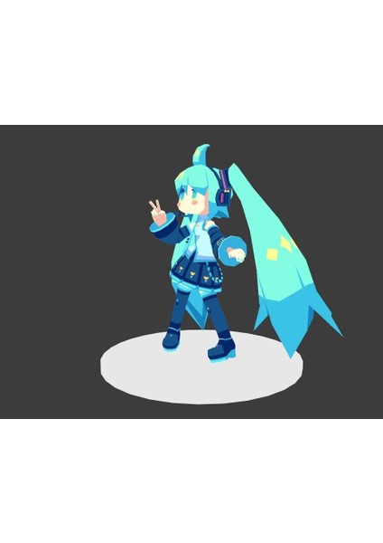 Low Poly Chibi Hatsune Miku - Vocaloid - 3D Bağlanabi̇li̇r Figure 3D Print Modeli̇ Plastik Aparat