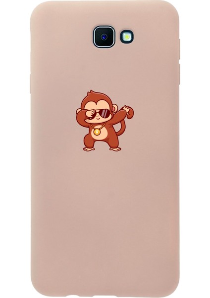 Samsung Galaxy J7 Prime Pembe Dans Eden Maymun Tasarımlı Dayanıklı Lansman Kılıf