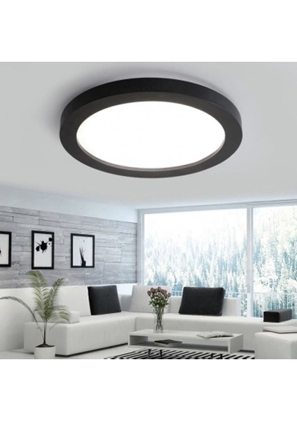 Ack Ap03-01801 18W Siyah Yuvarlak Sıva Üstü Led Panel 3000K Günışığı