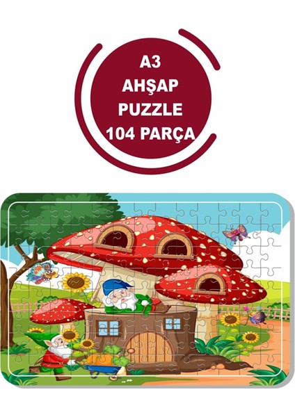Masal Kahramanları Cüceler A3 104 Parça Ahşap Puzzle