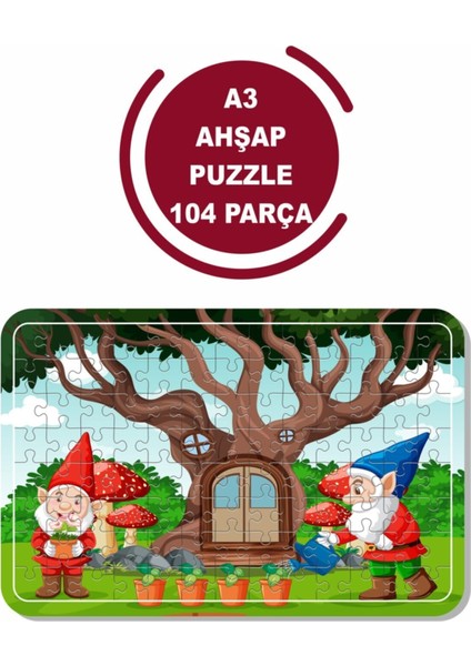 Masal Kahramanları ve Cüceler A3 104 Parça Ahşap Puzzle