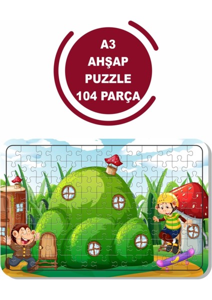 Sevimli Maymunlar A3 104 Parça Ahşap Puzzle