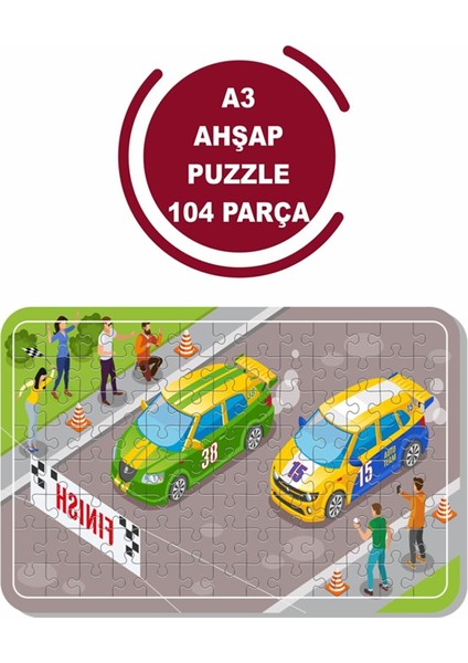 Araba Yarışı A3 104 Parça Puzzle, Oyuncak, Yapboz