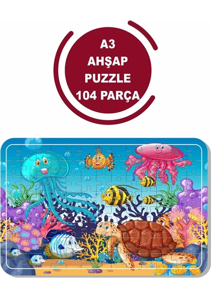 Deniz Canlıları A3 104 Parça Puzzle, Oyuncak, Yapboz A3 1475