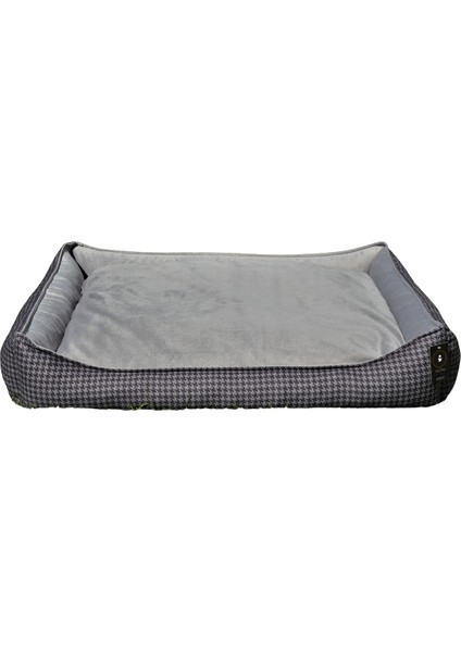 Gri (Kazayağı Desenli) Köpek Yatak Minder ( 100 cm x 120 Cm)