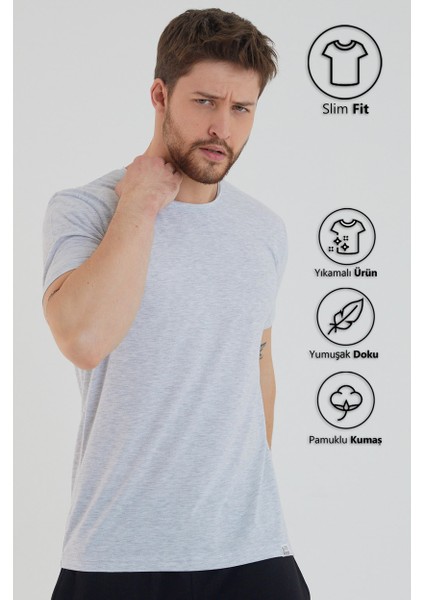Basic Erkek Bisiklet Yaka Slim Fit Kısa Kollu T-Shirt indirimleri