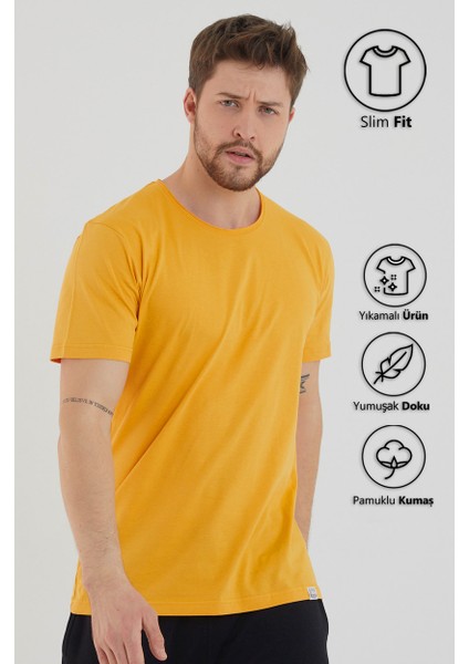 Basic Erkek Bisiklet Yaka Slim Fit Kısa Kollu T-Shirt