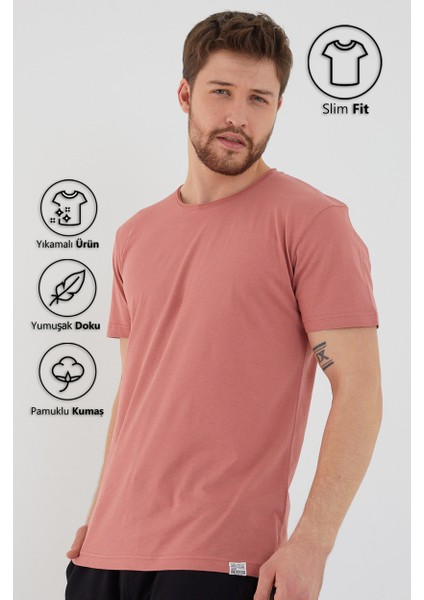 Basic Erkek Bisiklet Yaka Slim Fit Kısa Kollu T-Shirt