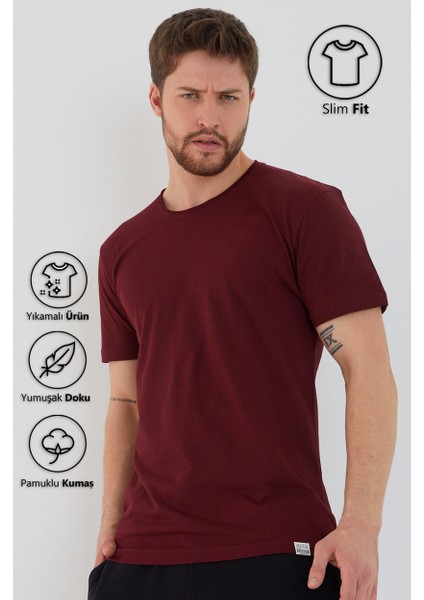 Basic Erkek Bisiklet Yaka Slim Fit Kısa Kollu T-Shirt