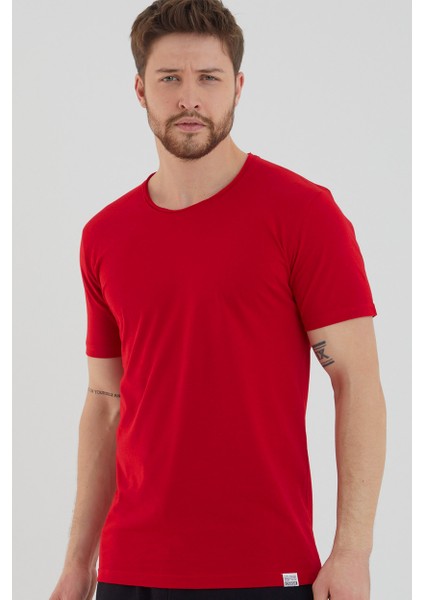 Basic Erkek Bisiklet Yaka Slim Fit Kısa Kollu T-Shirt
