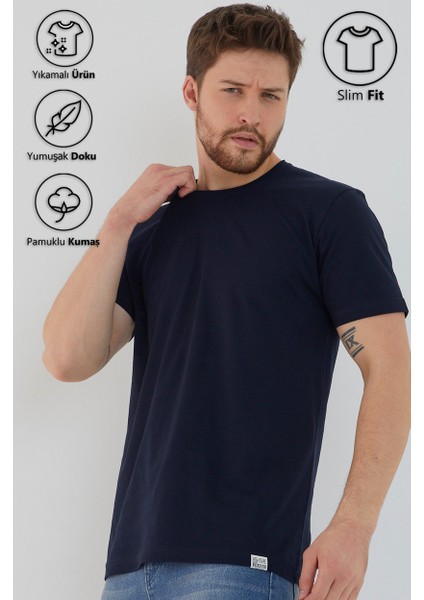 Basic Erkek Bisiklet Yaka Slim Fit Kısa Kollu T-Shirt indirimleri