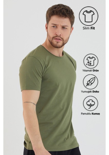 Basic Erkek Bisiklet Yaka Slim Fit Kısa Kollu T-Shirt indirimleri