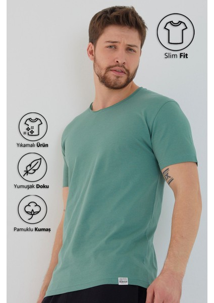 Basic Erkek Bisiklet Yaka Slim Fit Kısa Kollu T-Shirt indirimleri