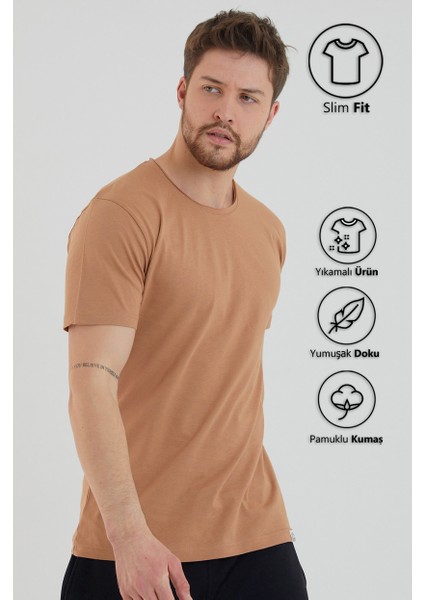Basic Erkek Bisiklet Yaka Slim Fit Kısa Kollu T-Shirt indirimleri