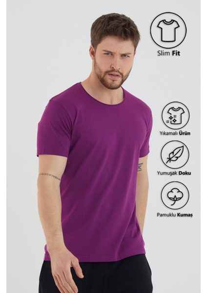 Basic Erkek Bisiklet Yaka Slim Fit Kısa Kollu T-Shirt indirimleri