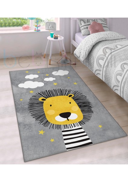 Sevimli Aslan Desenli Çocuk Odası Halısı
