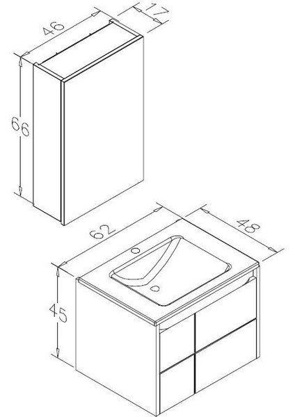 Likya 60 cm Mdf Mat Beyaz Banyo Dolabı Alt Modül ve Lavabo modelleri