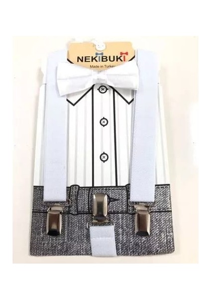 Beyaz Pantolon Askısı ve Papyon Takım 1111126