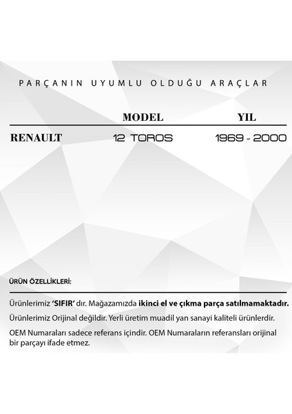 Renault 12 Toros Için Tek Göz Su Fıskiye Memesi 2'li