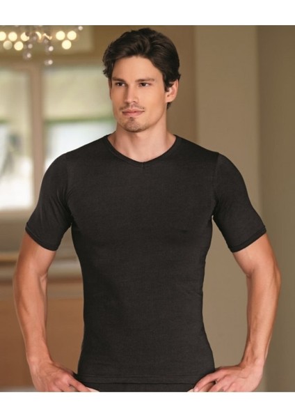 1027 Erkek Likralı Süprem Kısa Kol V Yaka