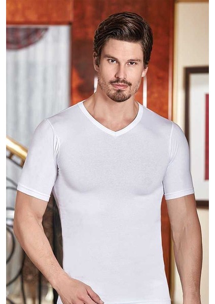 1027 Erkek 3'lü Likralı Süprem Kısa Kol V Yaka fiyatları