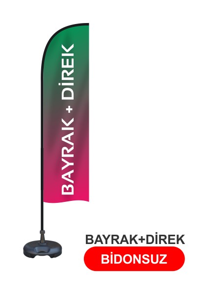 Özel Tasarımlı Yelken Bayrak 75X300 cm (Bayrak+Direk)