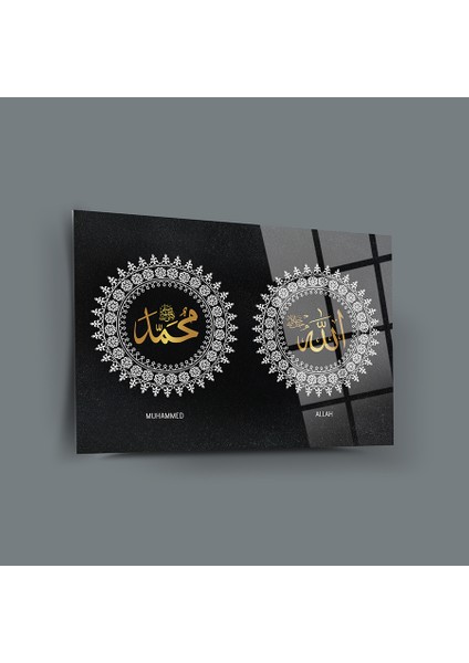Allah Muhammed Cam Tablo-Islami Tablo-Dini Tablo