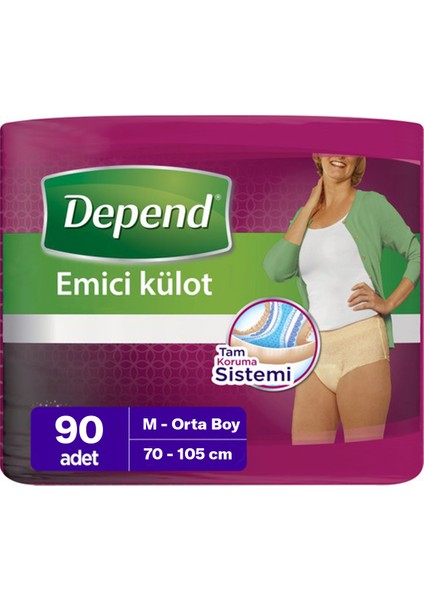 Emici Külot Kadın M Orta Boy 90 Adet (70-105 Cm)