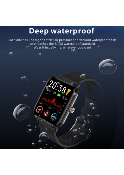 Q9 Pro 1.7 Inç Tam Dokunmatik Ekran Su Geçirmez Vücut Sıcaklığı Kalp Hızı Ölçer Akıllı Saat (Yurt Dışından)