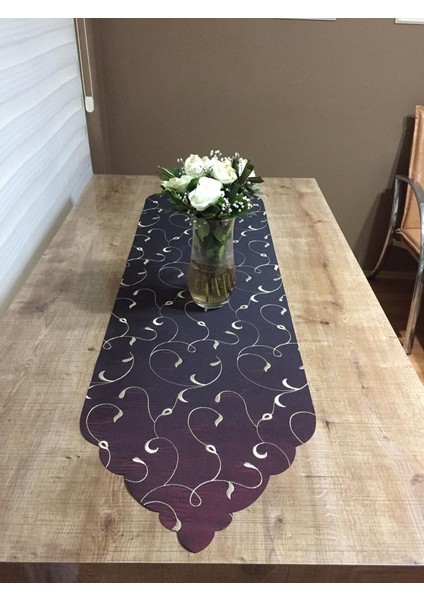 Sarmaşık Nakışlı Bordo Saten Runner 40*140 cm - 760 fırsatları