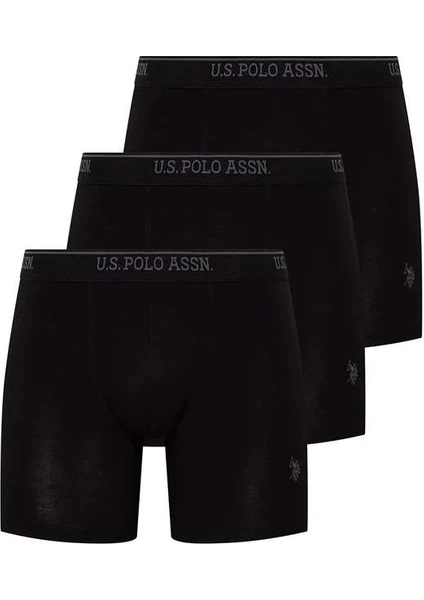 U.S. Polo Assn. Erkek Siyah 3'lü Uzun Paçalı Boxer 80454Y